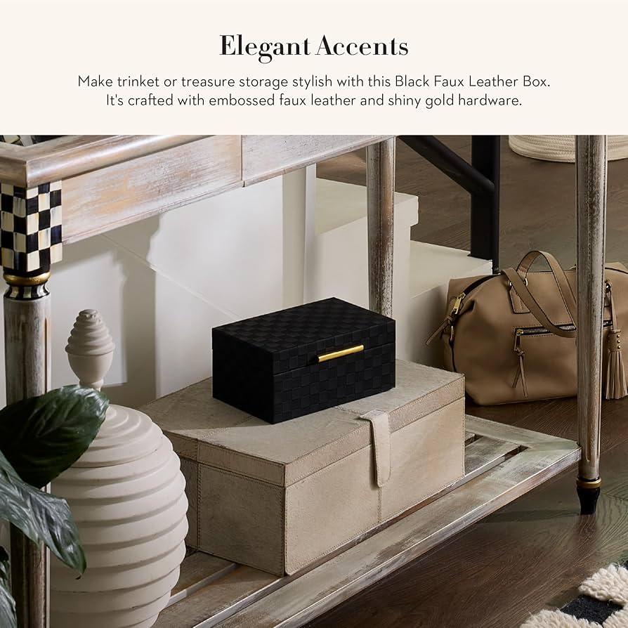 Amazon.com: MACKENZIE-CHILDS Black Faux-Leather Box, Jewelry